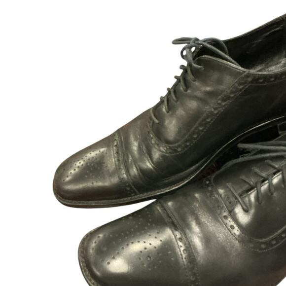 Joseph Abboud "Chase" Black Leather Cap Toe Brogue Oxford Shoes 11.5 - Picture 10 of 14